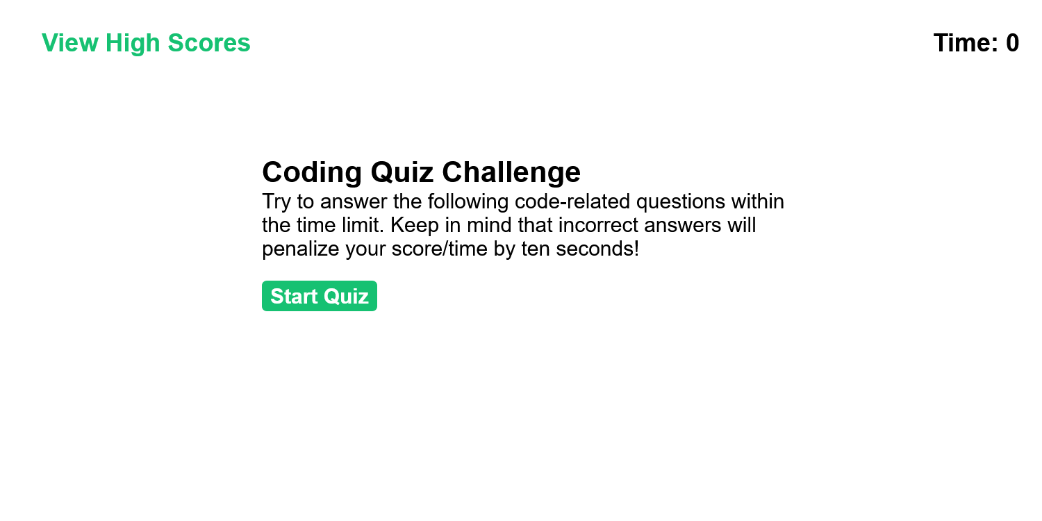 Coding Quiz Challenge Webpage