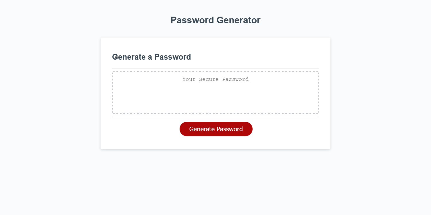 Password Generator Webpage