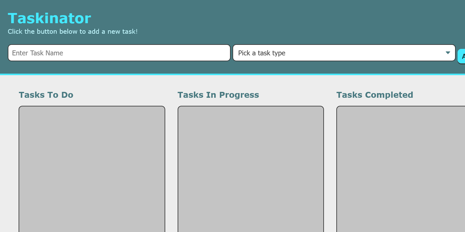 Taskinator Task Manager Webspage