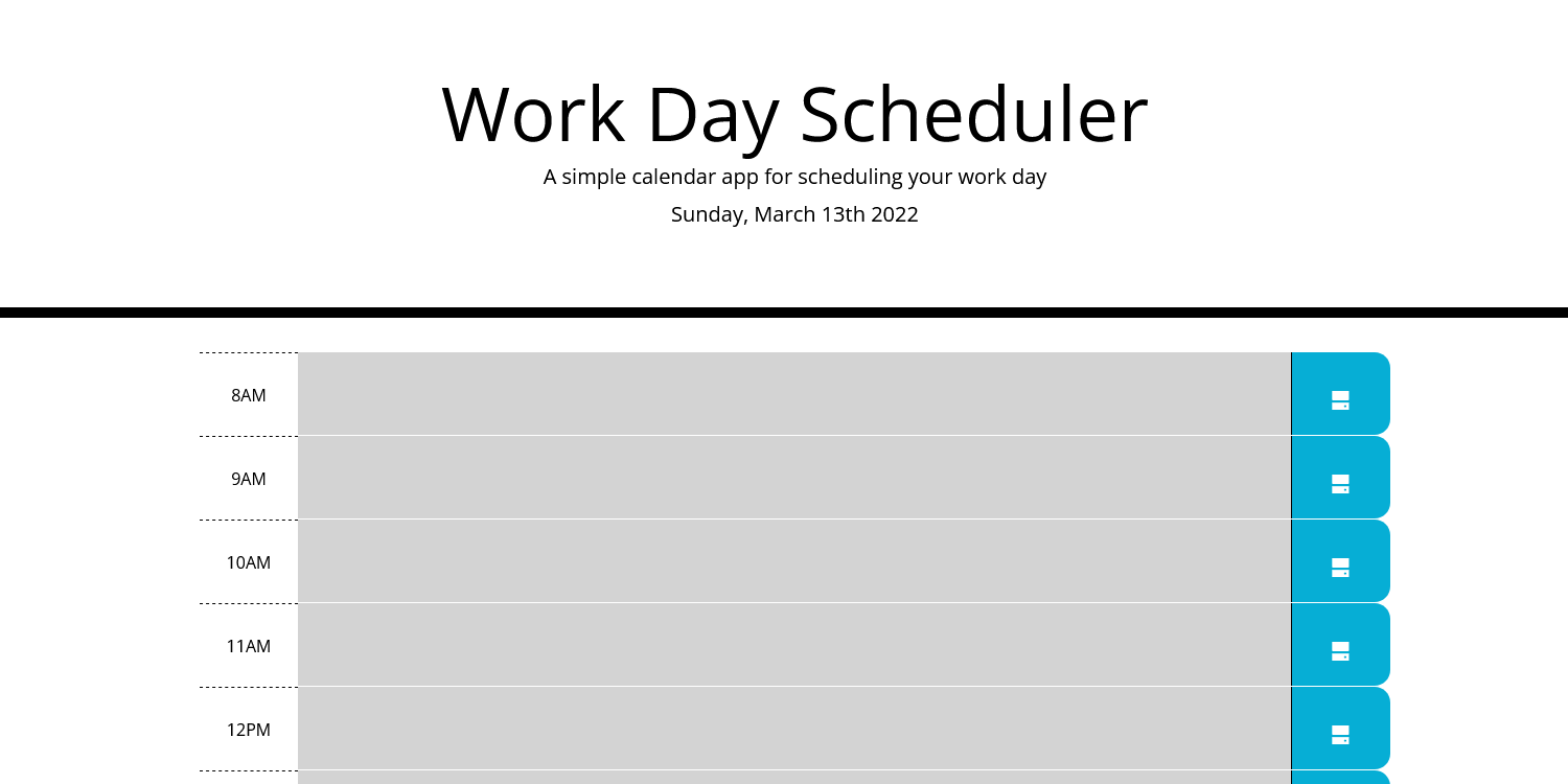 Workday Scheduler Webpage